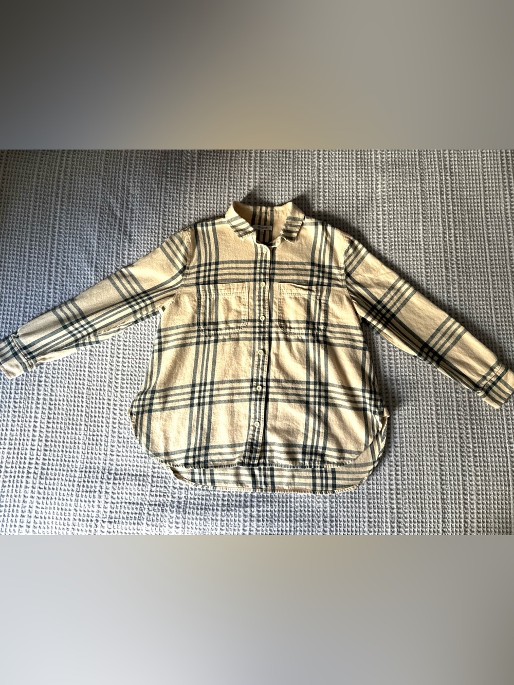 Madewell Plaid High Low Split Hem Button Down Shirt M